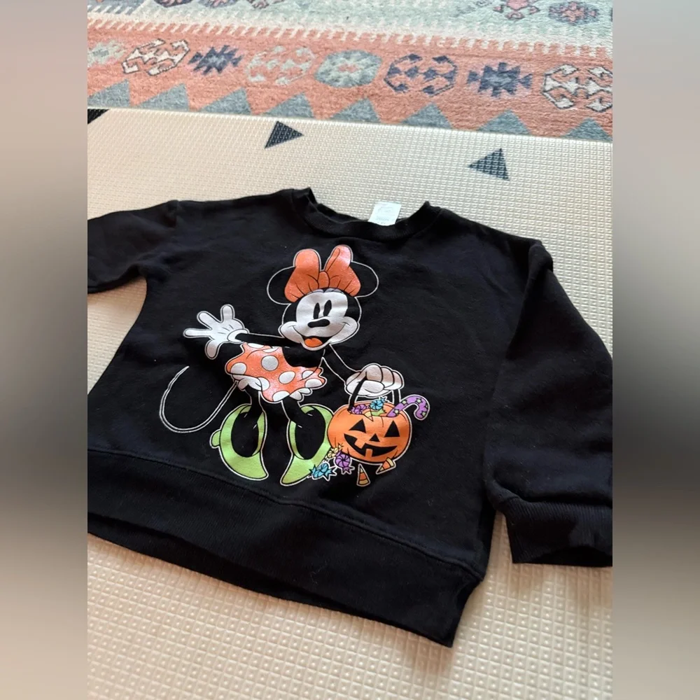Disney|Baby girl Minnie Mouse Black Halloween Sweatshirt•••orange polka dot,3T - Picture 6 of 9